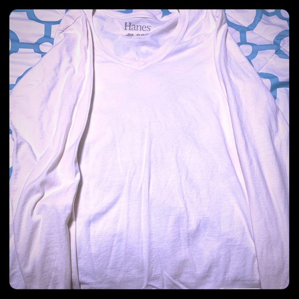 Hanes Pure White Long Sleeve Shirt
